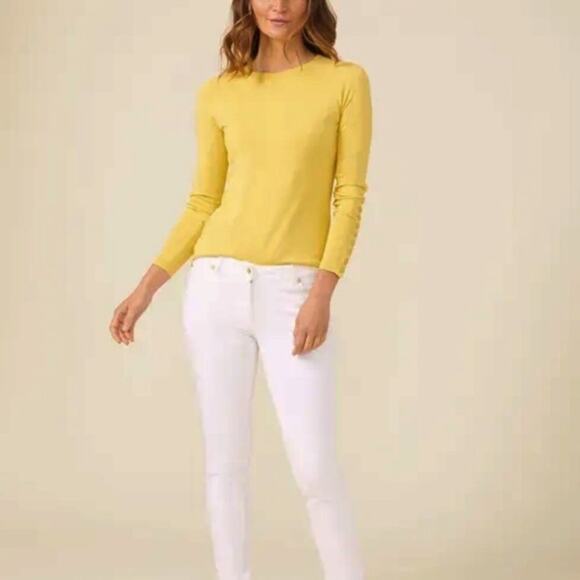J. McLaughlin Dandelion Solid Jamey Crew Neck Cotton Modal Sweater Sz XS - Picture 1 of 7